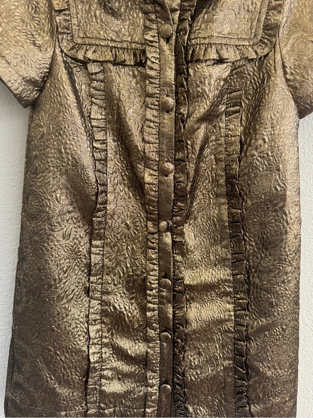 Anthropologie Metallic Bronze Short-Sleeve Shirt Dress size XS - Picture 6 of 8
